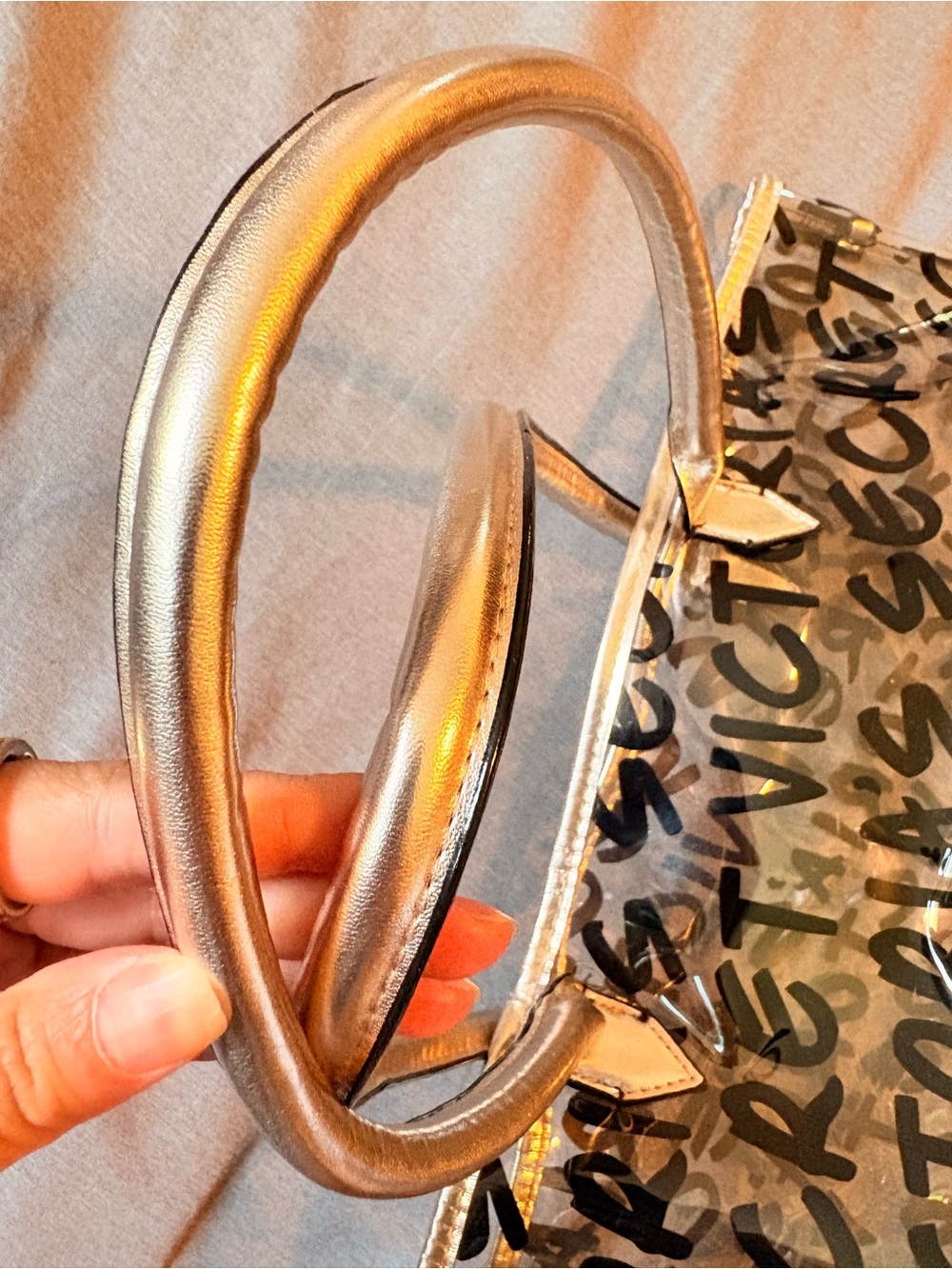 Victoria's Secret Clear Tote with Black Script and Rose Gold Trim - Picture 2 of 3